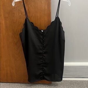 Chic Black Scalloped Camisole Top